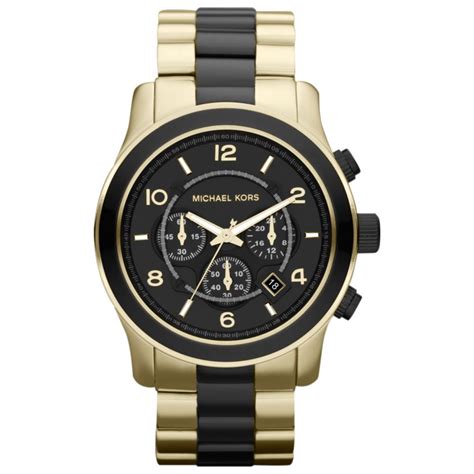 black and stainless michael kors mens watch|Michael Kors oversized runway watch.